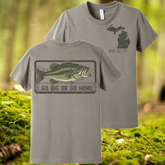 Great Lakes Boys - Go Big Or Go Home Bass Fish Premium Tee (Toddler, Youth & Adult)
