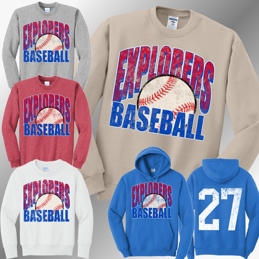 Midland Explorers - Grunge Baseball Sweatshirt (Adult)