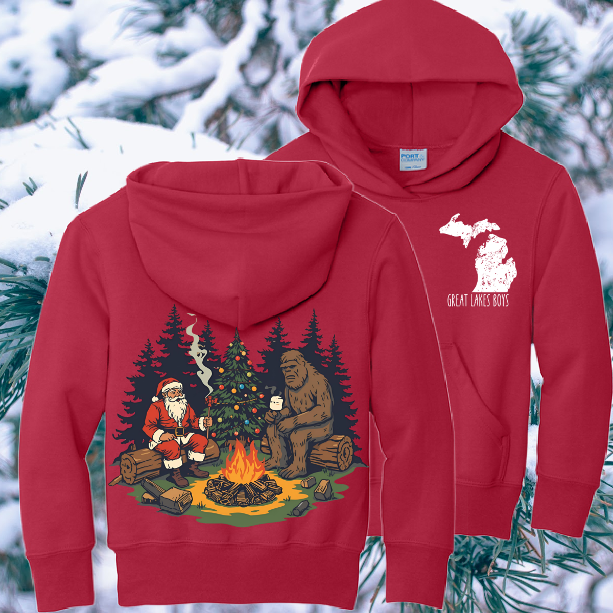 Great Lakes Boys - Santa & Bigfoot Hooded Sweatshirt (Youth & Adult)
