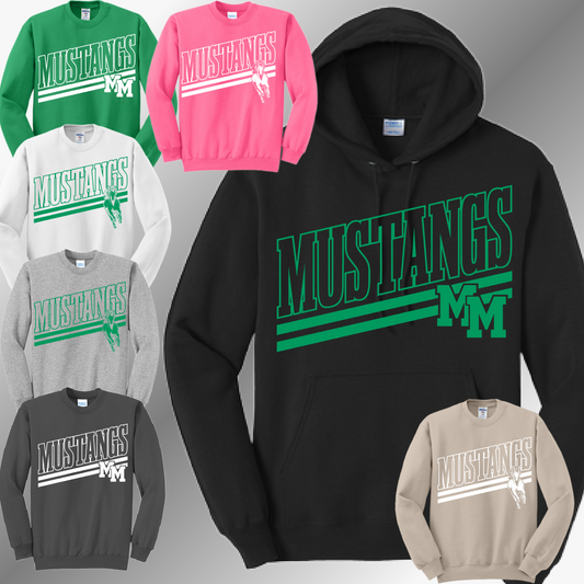 MacGregor Mustangs - Angled Mascot Basic Sweatshirt (Youth & Adult)