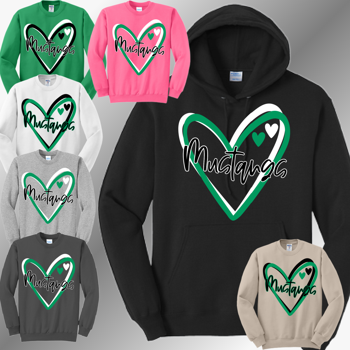 MacGregor Mustangs - Doodle Heart Basic Sweatshirt (Youth & Adult)