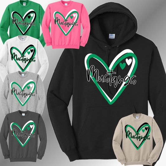 MacGregor Mustangs - Doodle Heart Basic Sweatshirt (Youth & Adult)