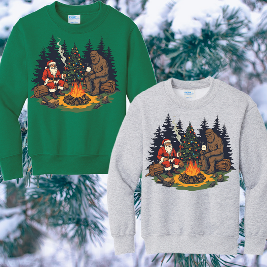 Great Lakes Boys - Santa & Bigfoot FRONT DESIGN Crewneck Sweatshirt (Youth & Adult)