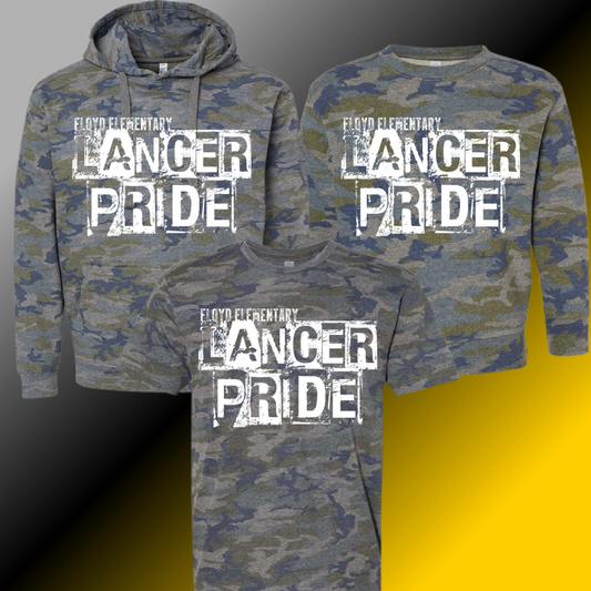 Floyd Lancers - Camouflage Distressed Block Tee & Sweatshirt (Youth & Adult) - MADE TO ORDER/TWO WEEKS