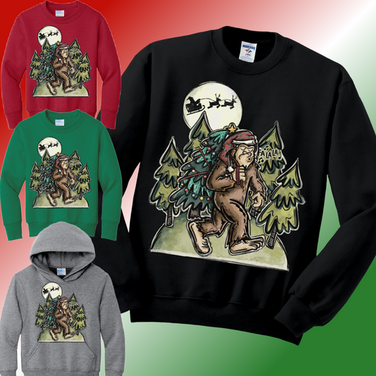 Christmas Sasquatch Bigfoot Basic Sweatshirt (Youth)