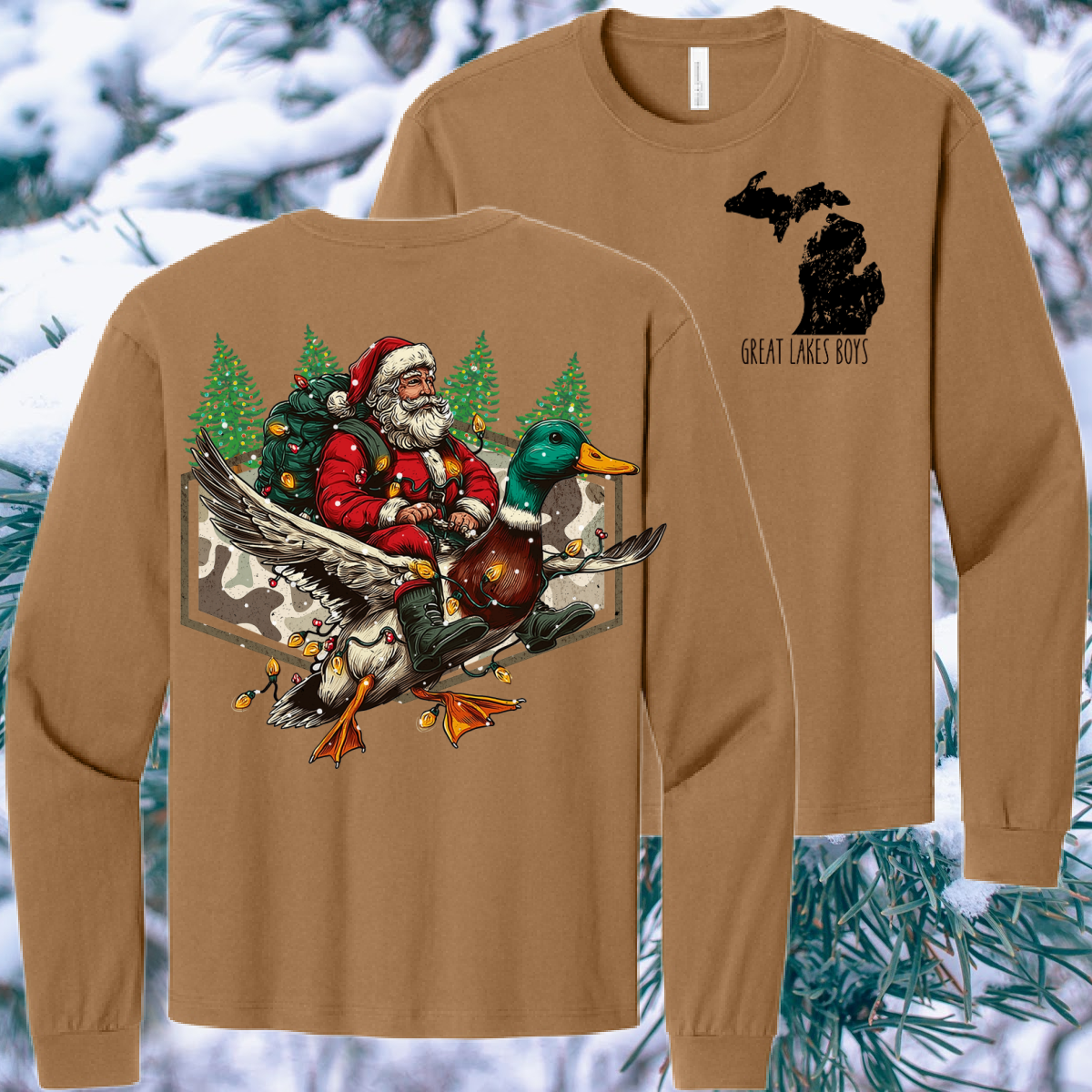 Great Lakes Boys - Santa Riding Duck Heavyweight Tee (Youth & Adult)