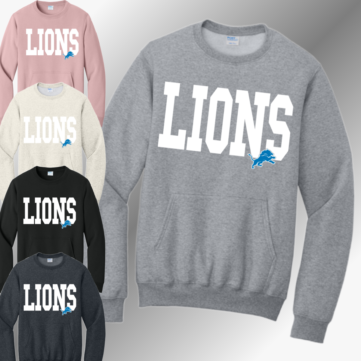 Detroit Football Varsity Font - Pocketed Crewneck (Adult)