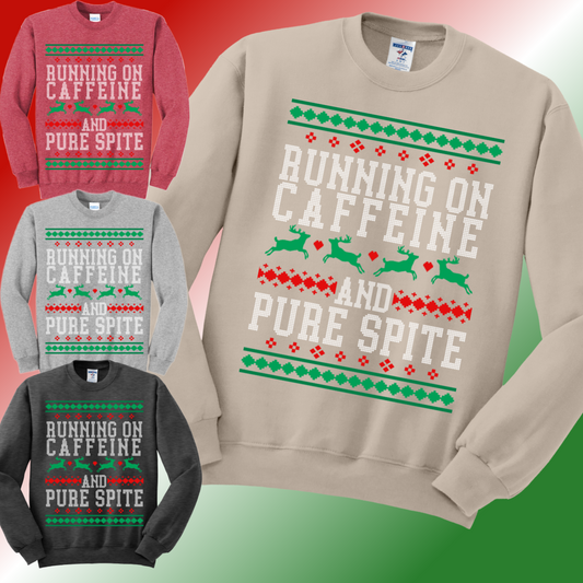Running on Caffeine & Pure Spite Basic Crewneck (Adult)