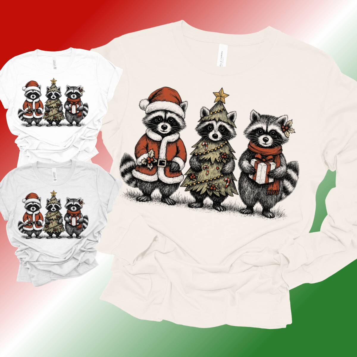 Christmas Raccoons - Bella Canvas Tee (Adult)
