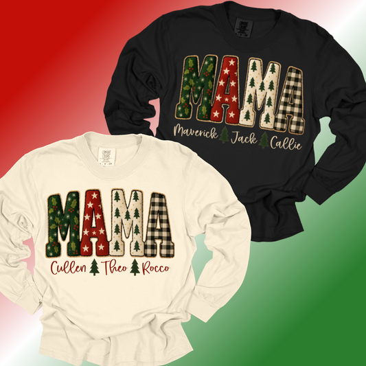 Personalized Christmas Mama - Comfort Colors Tee (Adult)