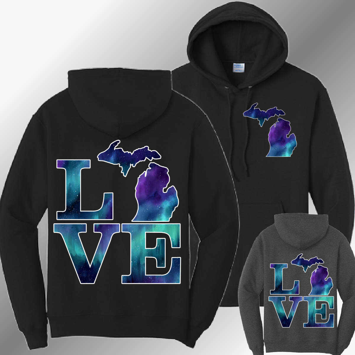 Michigan LOVE Northern Lights - Basic Sweatshirt (Adult)