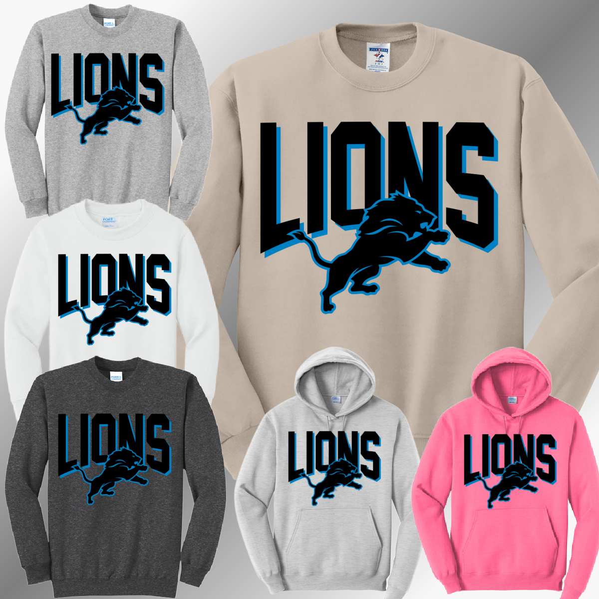 Detroit Football - Black Offset Basic Sweatshirt (Adult)