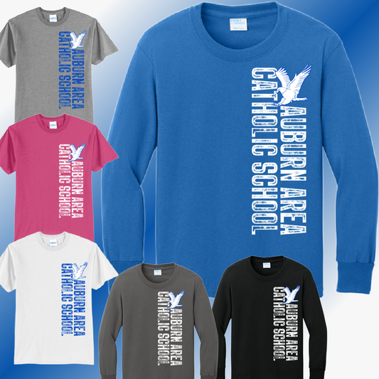 AACS Eagles - Distressed Vertical Basic Tee (Youth & Adult)