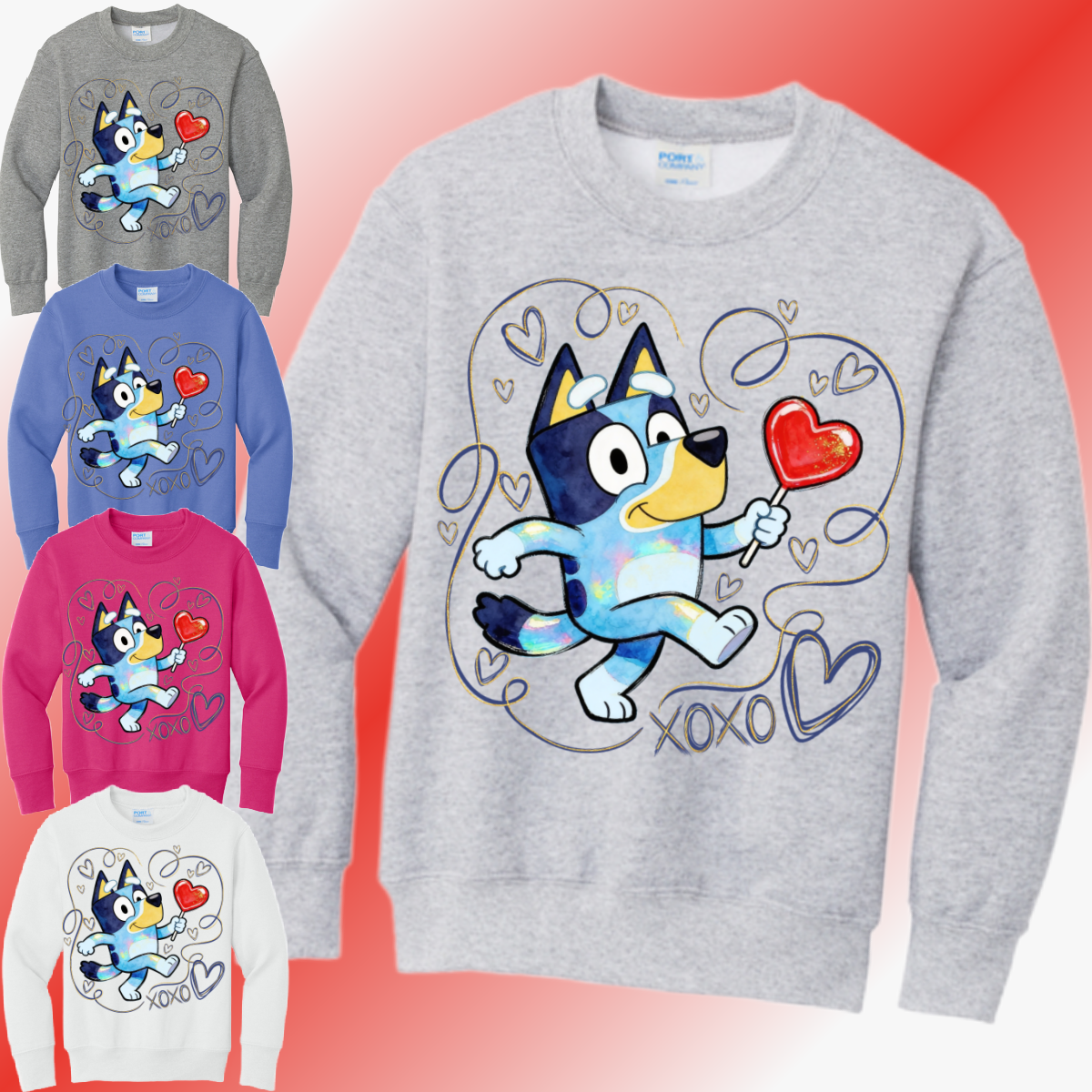 Valentines Day - Blue Dog Basic Sweatshirt (Youth)