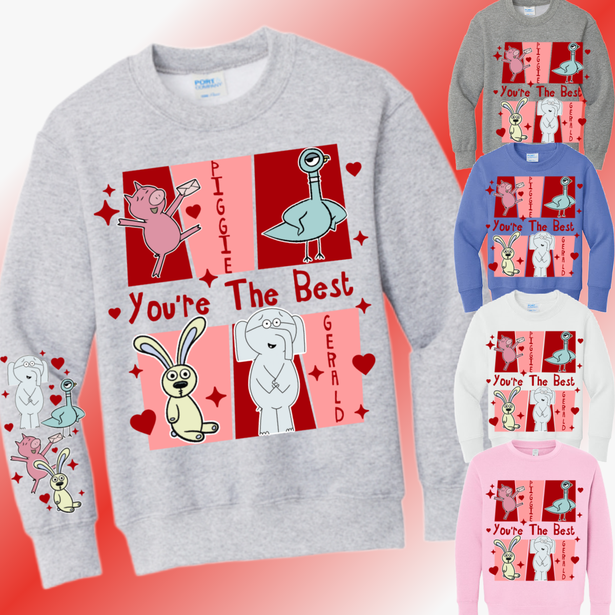 Valentines Day - You're The Best Piggie Basic Sweatshirt (Youth)
