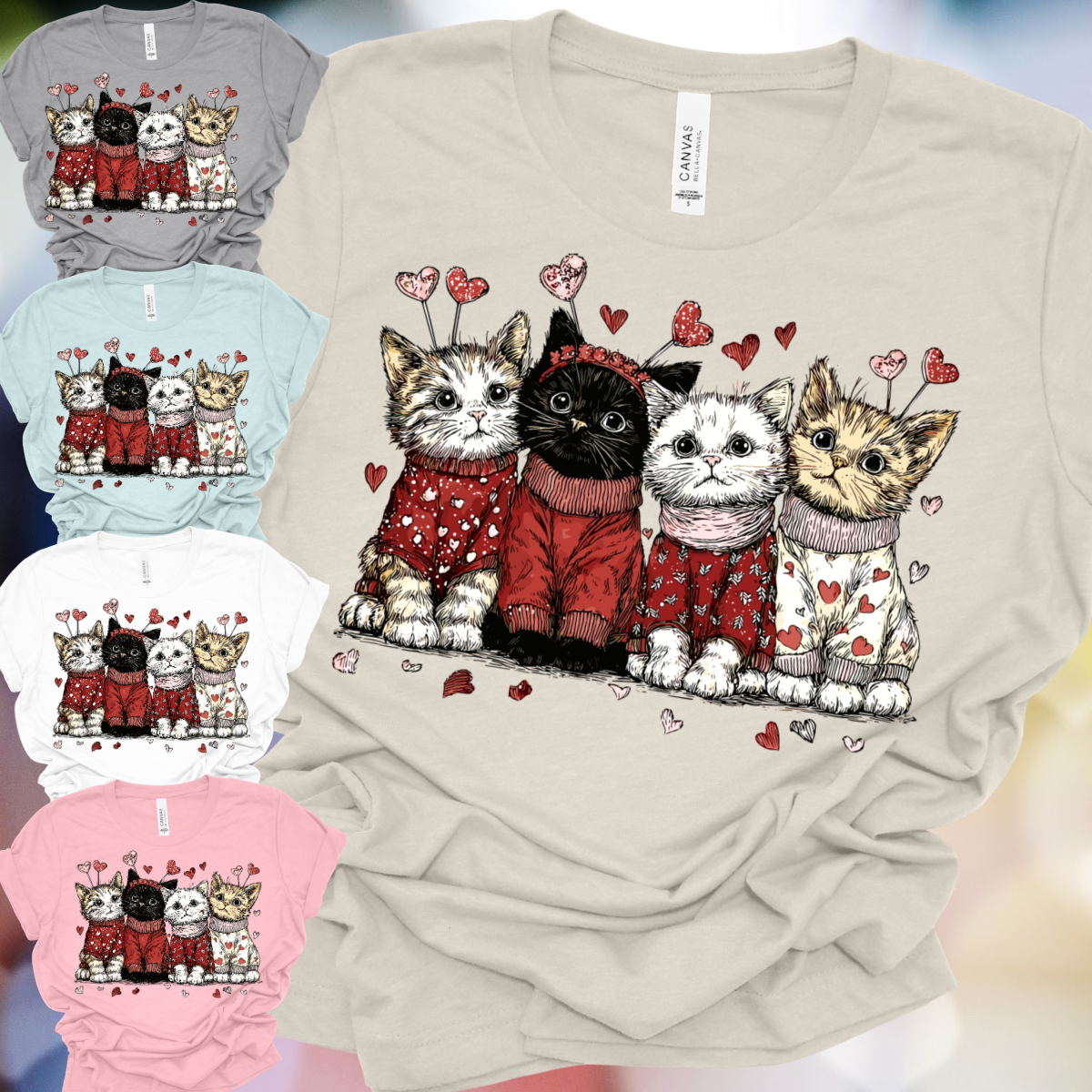 Valentines Day Cats - Bella Canvas Tee (Adult)