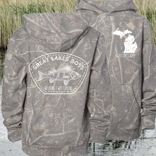Great Lakes Boys - Wishing I Was Fishing Deadwood Camouflage Hoodie (Youth & Adult)