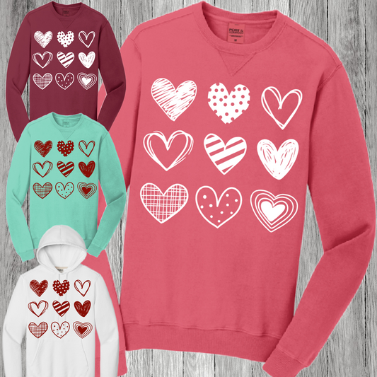 Valentine Heart Collage - Garment Dyed Sweatshirt (Adult)