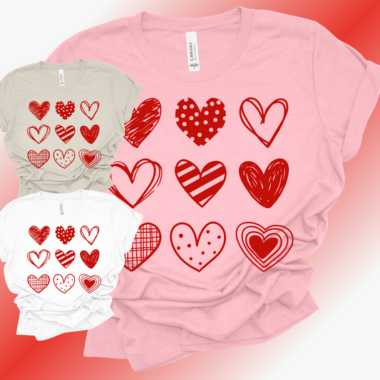 Valentines Day - Heart Collage Bella Canvas Tee (Adult)