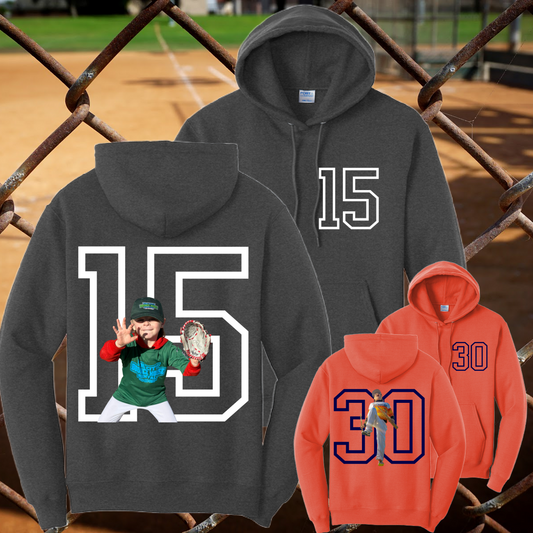 Any Sport - Photo Number Hooded Sweatshirt (Adult)