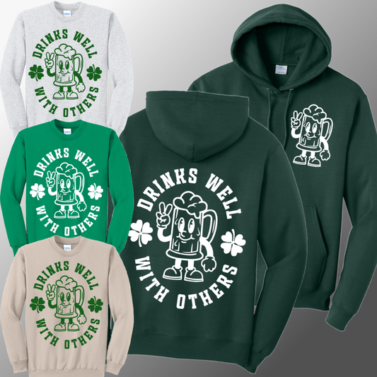 St. Patricks Day - Drinks Well With Others Basic Sweatshirt (Adult)