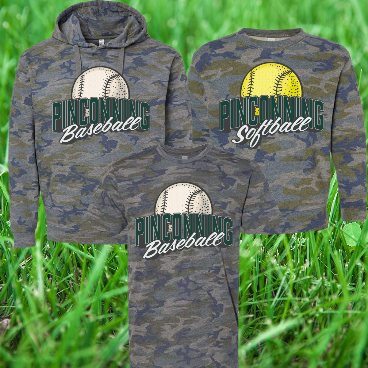 Pinconning Baseball/Softball  - Vintage Logo Camo (Youth & Adult)