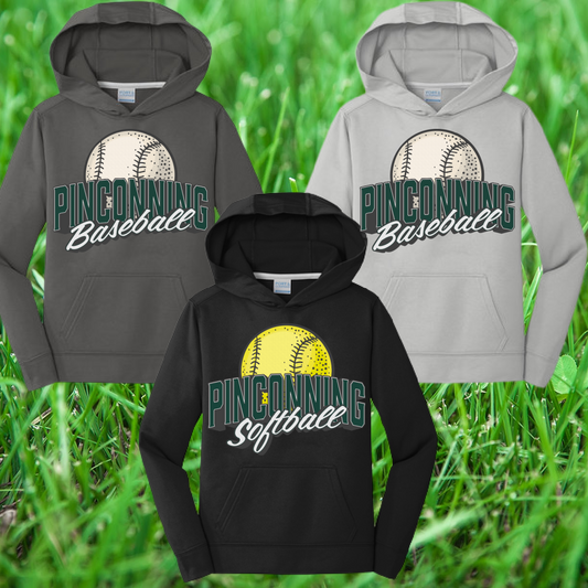 Pinconning Baseball/Softball - Vintage Logo Performance Hoodie (Youth & Adult)