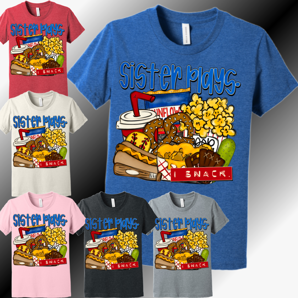 Sister Plays, I Snack SOFTBALL - Bella Canvas Tee (Youth)