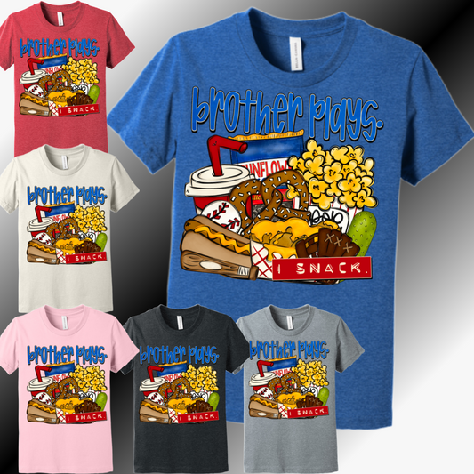 Brother Plays, I Snack BASEBALL - Bella Canvas Tee (Youth)