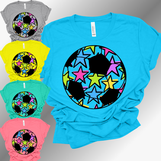 Colorful Stars Soccer - Bella Canvas Tee (Adult)