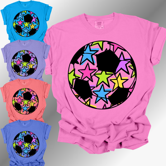 Colorful Stars Soccer - Comfort Colors Tee (Adult)