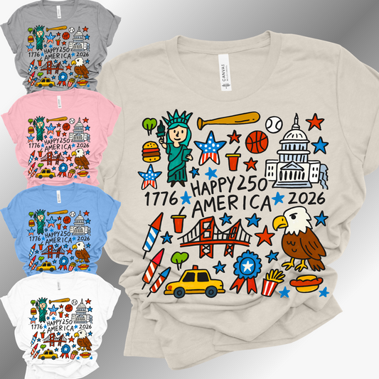 Happy 250 America Collage - Bella Canvas Tee (Adult)