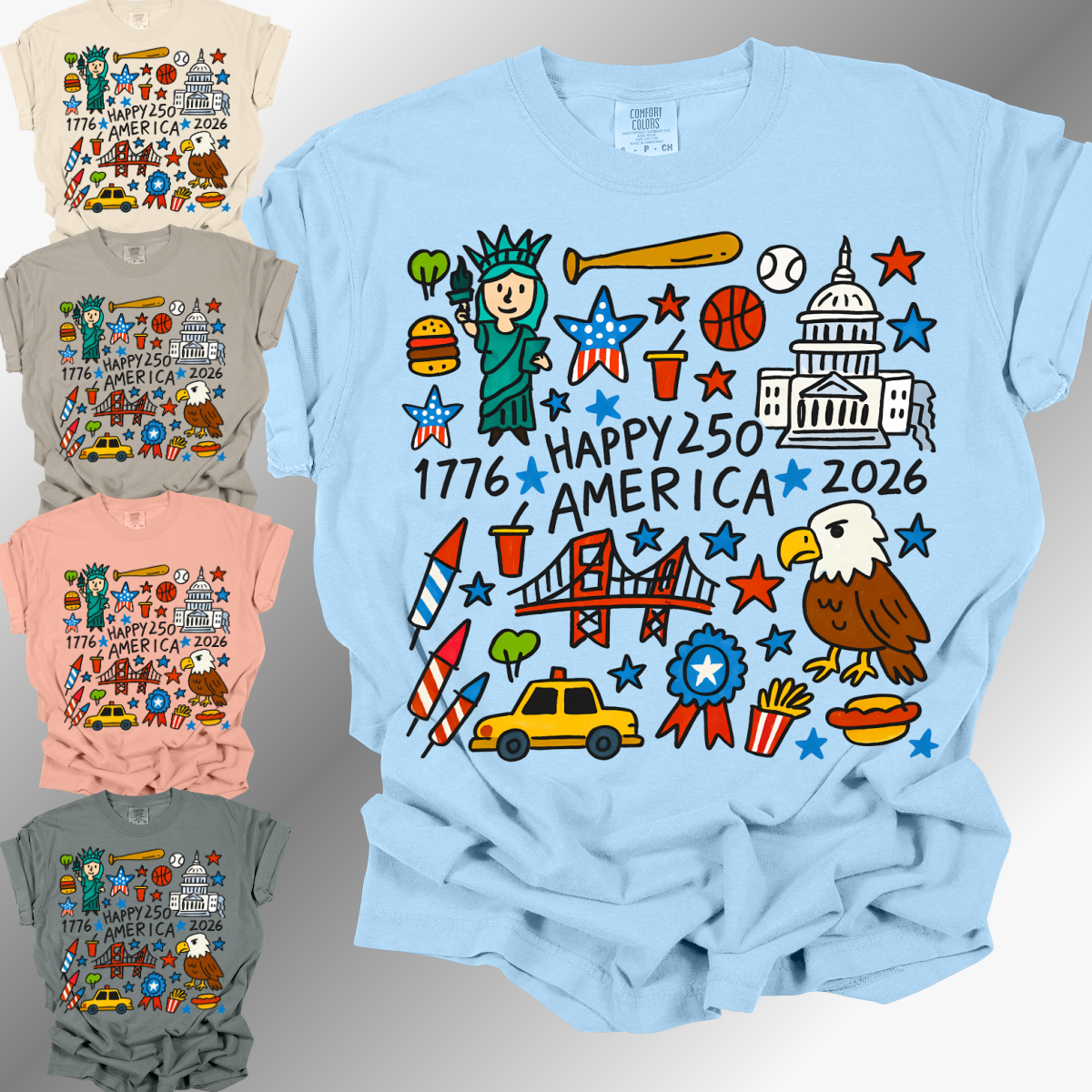 Happy 250 America Collage - Comfort Colors Tee (Adult)