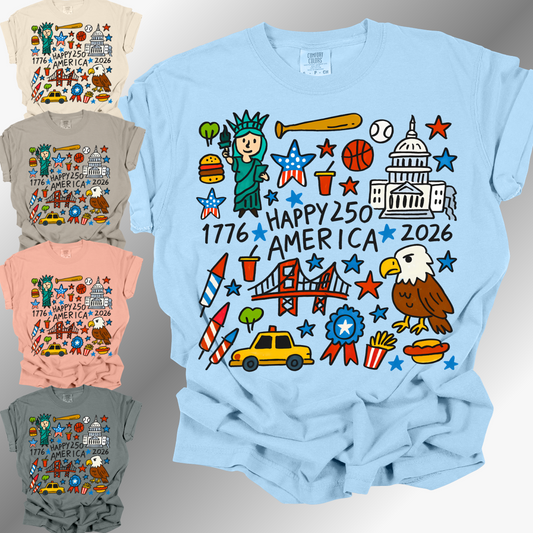 Happy 250 America Collage - Comfort Colors Tee (Adult)