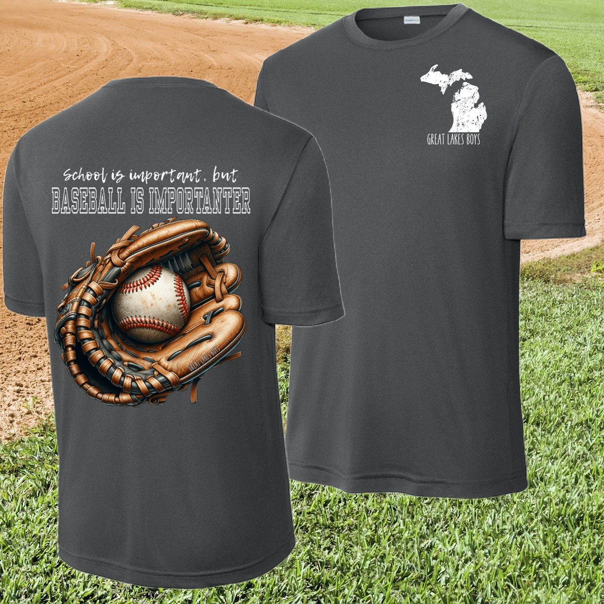 Great Lakes Boys - School Is Important But Baseball Is Importanter Performance Tee (Youth & Adult)