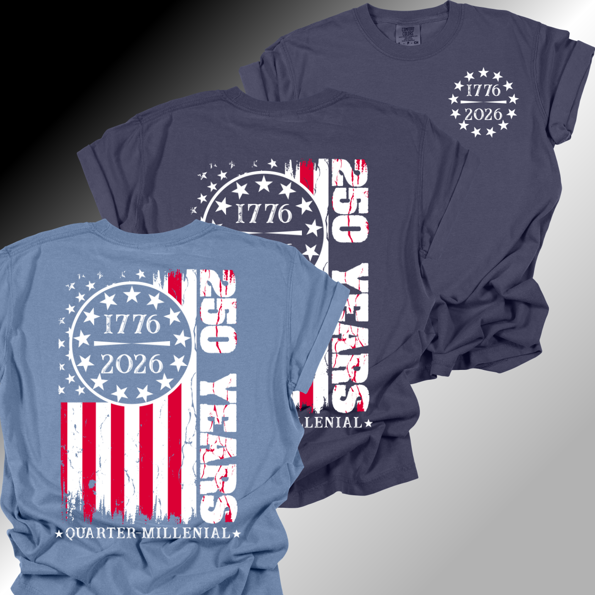 America/USA 250 Years Back Flag - Comfort Colors Tee (Adult)
