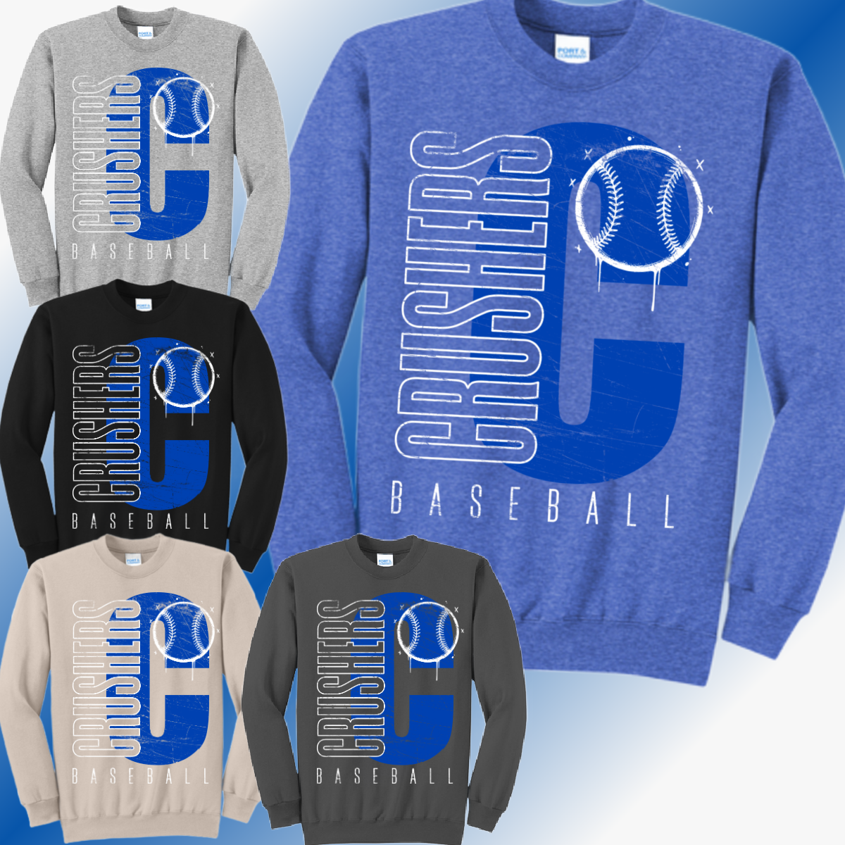 Crushers Baseball - Initial Basic Sweatshirt (Adult)
