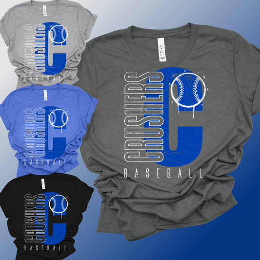 Crushers Baseball - Initial Bella Canvas Tee (Adult)