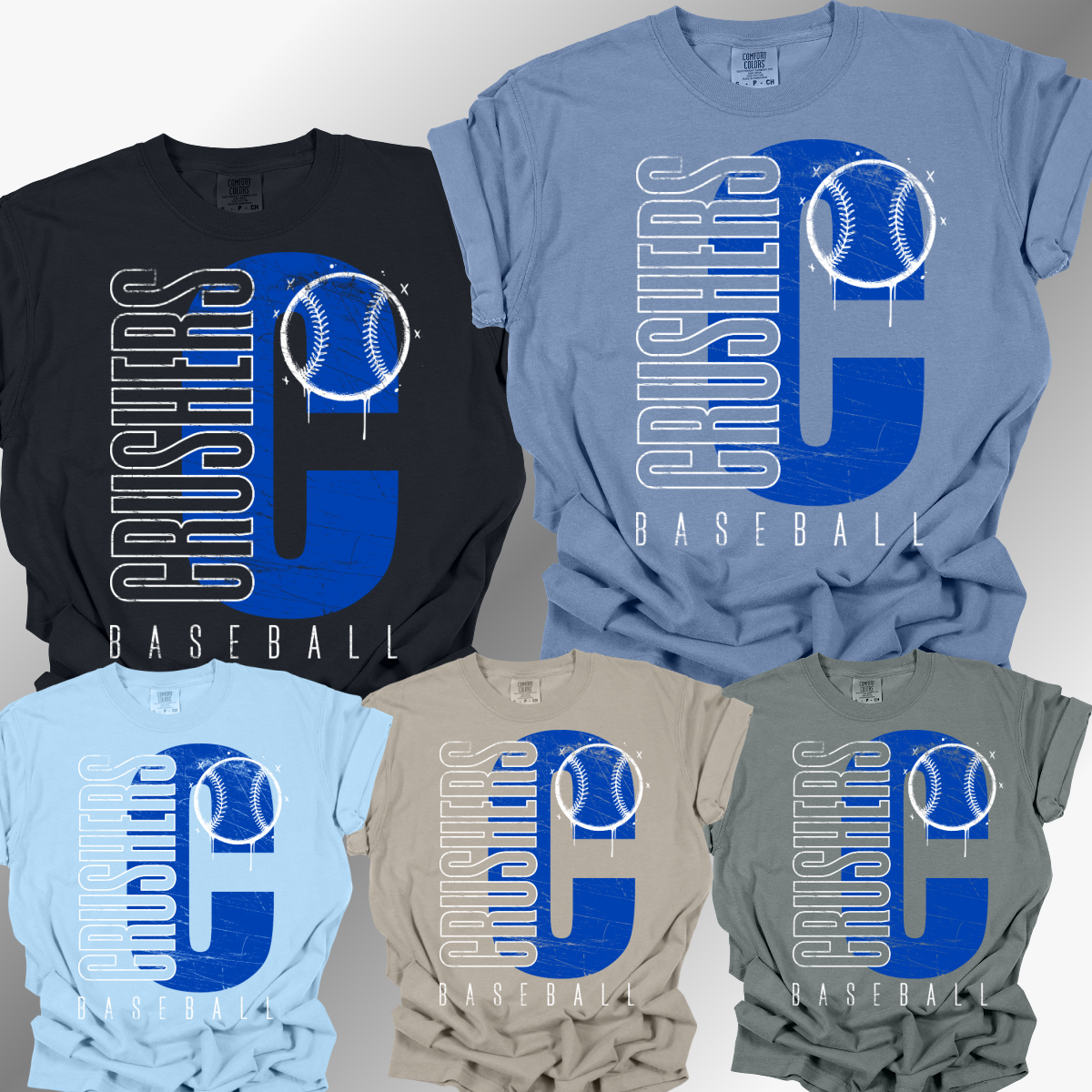 Crushers Baseball - Initial Comfort Colors Tee (Adult)