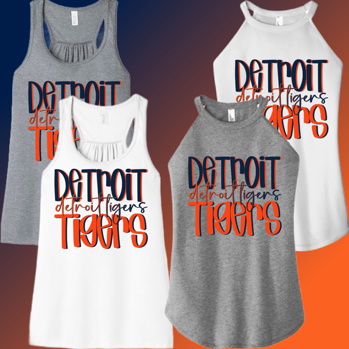 Detroit Baseball - Ombre Lettering Women's Tank