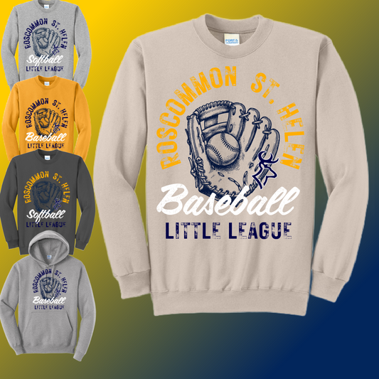 RSHLL Roscommon St. Helen Little League - Distressed Glove Sweatshirt (Youth & Adult)