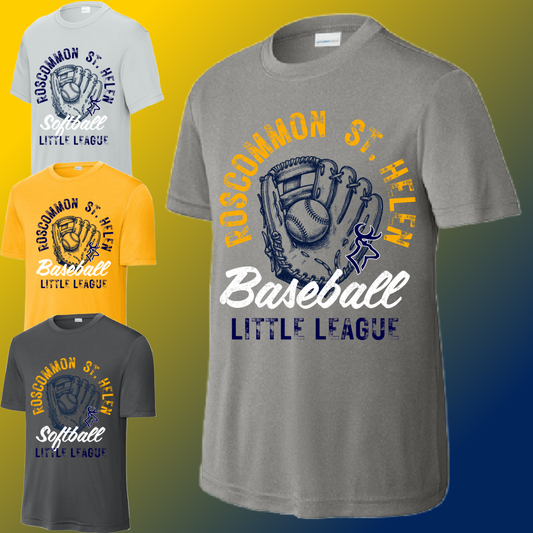 RSHLL Roscommon St. Helen Little League - Distressed Glove Performance Tee (Youth & Adult)