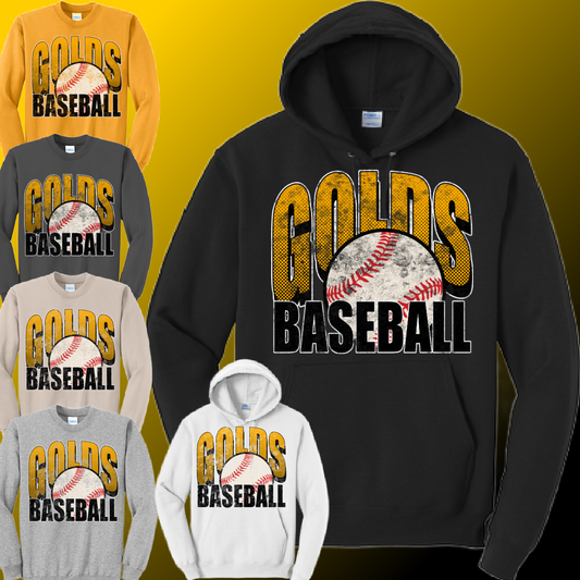 Saginaw Golds BASEBALL - Grunge Pattern Sweatshirt (Youth & Adult)