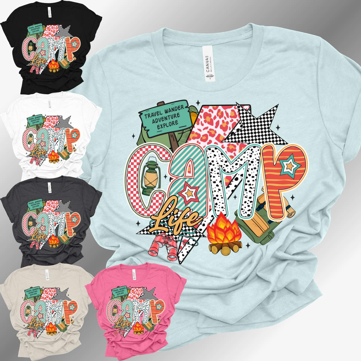 Camp Life Collage - Bella Canvas Tee (Adult)