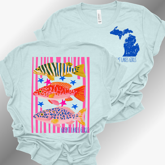 Great Lakes Girls -  Preppy Fish Premium Tee (Toddler, Youth & Adult)