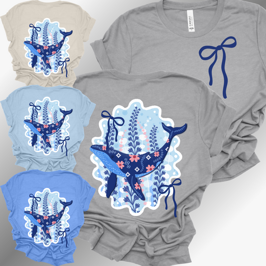 Floral Whale - Bella Canvas Tee (Adult)