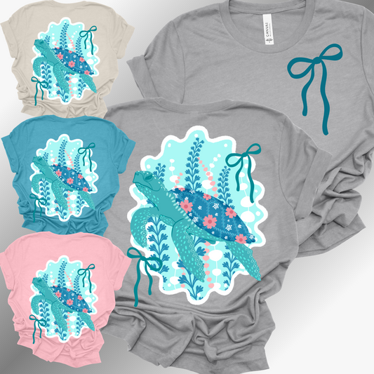 Floral Sea Turtle - Bella Canvas Tee (Adult)