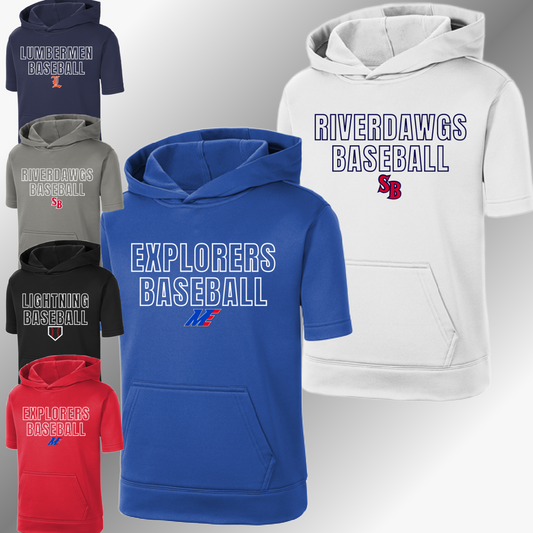 Outline Font - YOU CHOSE THE TEAM! Short Sleeve Performance Hoodie (Youth & Adult)