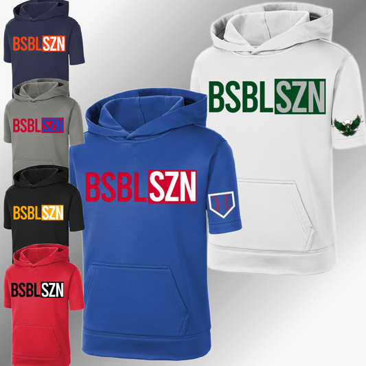 BSBL SZN - YOU CHOSE THE TEAM! Short Sleeve Performance Hoodie (Youth & Adult)