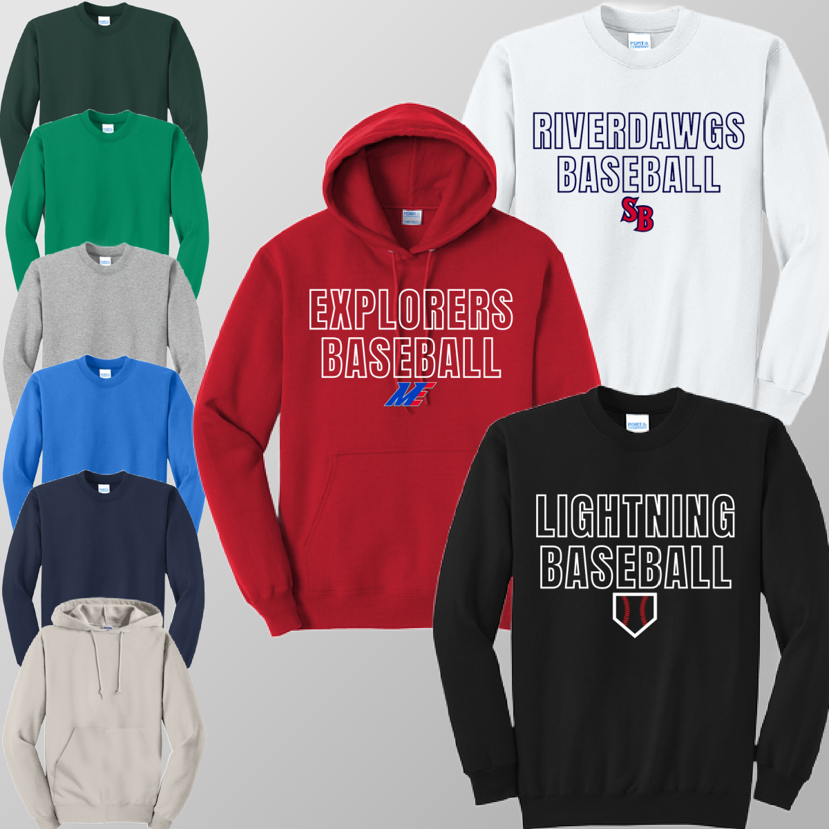 Outline Font - YOU CHOSE THE TEAM! Basic Sweatshirt (Youth & Adult)